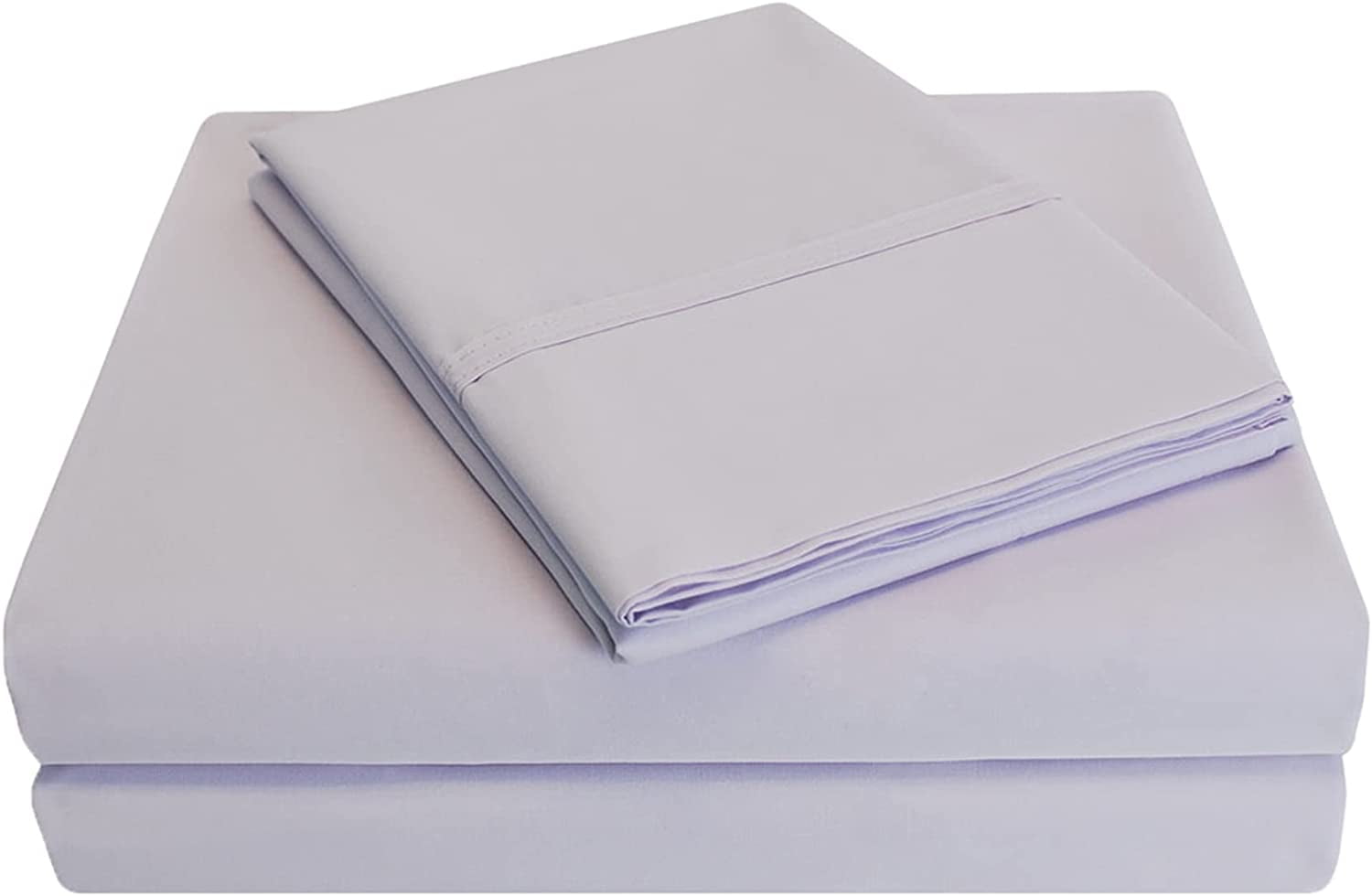 SUPERIOR Cotton Percale Deep Pocket Sheet Set, Split King, Lilac, 4