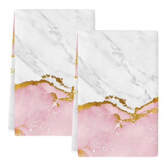 Dish Towels, Pink Marble Absorbent Kitchen Towels 2 PCS, White Modern Abstract Art Luxury Microfiber Hand Towels Dish Cloths Tea Towels for Home Bathroom Cleaning Drying,18X28-Inch,