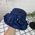thumbnail image 2 of YAYUBA Lady's French Chapeau: Summer Sun Hat With Floral Embellishments Wide Brim Netted & Beach Suitable,Navy, 2 of 4