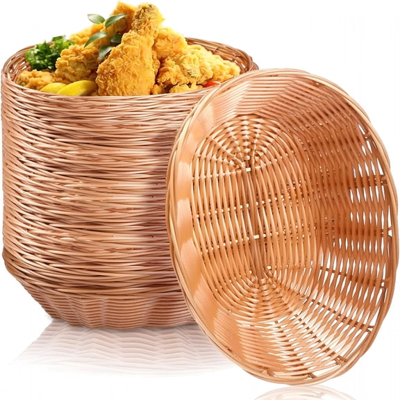 XIBUFE 12 Pack Plastic Oval Basket Small Gift Baskets,Food Storage Basket&Fruit Basket,10 X 5.8 X 2.75 Inches Bread Basket Bin for Kitchen,Restaurant,Centerpiece Display