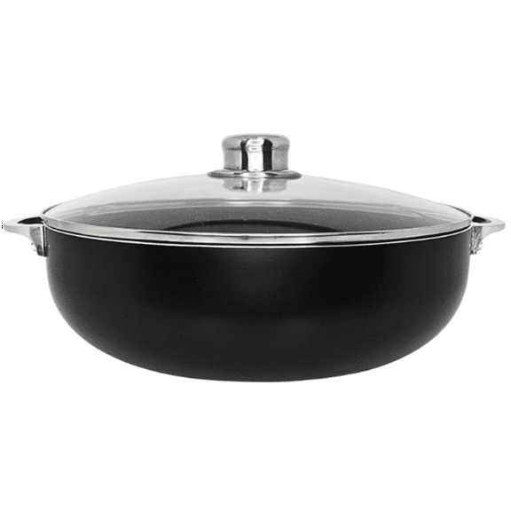 9Qt Bistro Ceramic Nonstick Caldero/Dutch Oven with Glass Lid, Black
