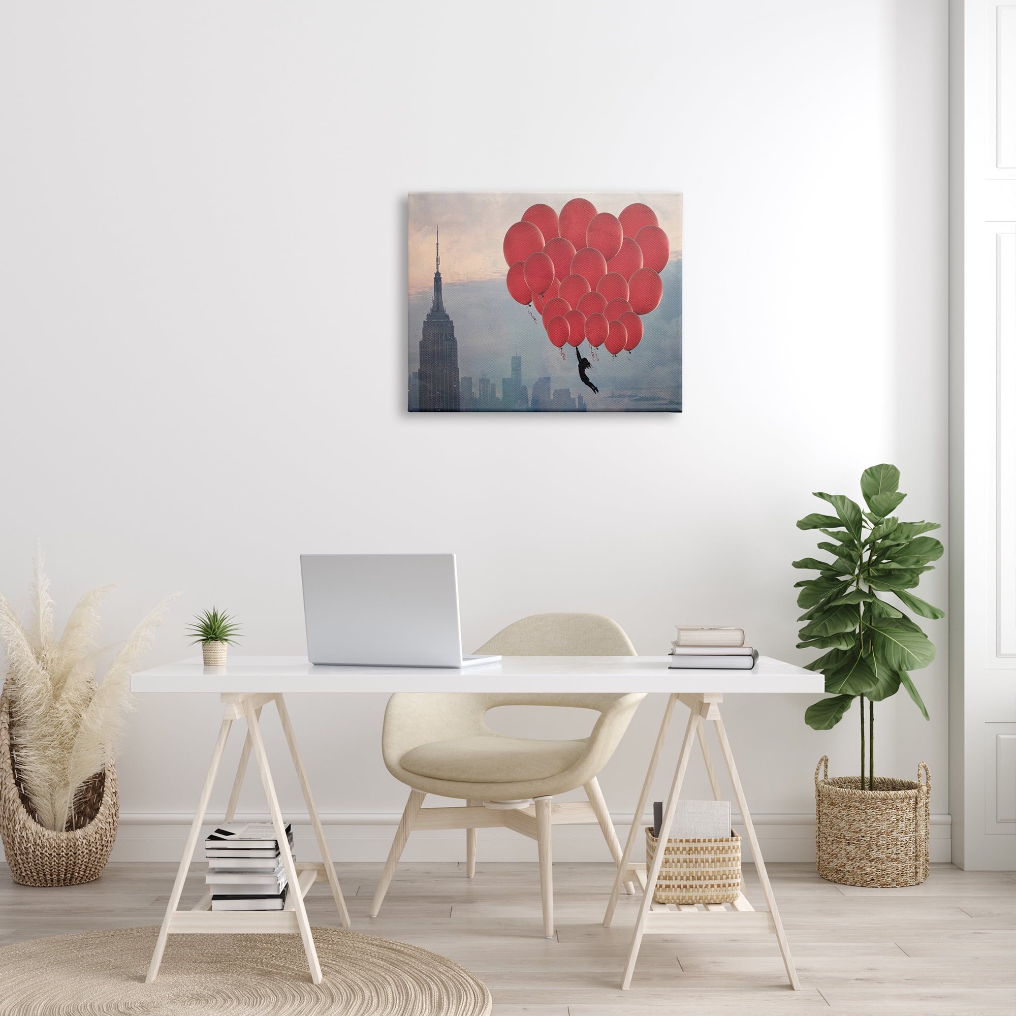 Stupell Home Décor Cityscape Girl Balloons Abstract Modern Collage Design Canvas Wall Art by Ashley Davis
