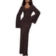 thumbnail image 3 of Vestido de Punto Acanalado para Mujer, Acampanada, Ajustado, Holgado e Informal. Marrón S, 3 of 8