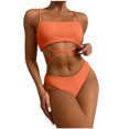 thumbnail image 2 of Aloohaidyvio bikini tops for women ,Womens Solid Color Bandage Two Piece Sexy Push-Up Pad Swimwear Swimsuit Beachwear Set, Swimsuits for Women 2 Piece, 2 of 6