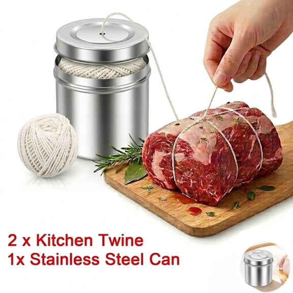 Kitchen Twine with Stainless Steel Dispenser, 426FT Food Safe Butcher Twine for Meat Prep, 2mm Cotton Cooking String, 2 Rolls