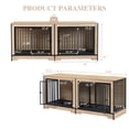 thumbnail image 4 of Hassch 74.8 Inch Dog Cage Furniture with Removable Trays, Extra Large Double Dog Kennel for 2 Medium/Large Dogs, Heavy Duty Wooden Dog Cage Furniture with Divider (Natural and Black), 4 of 9