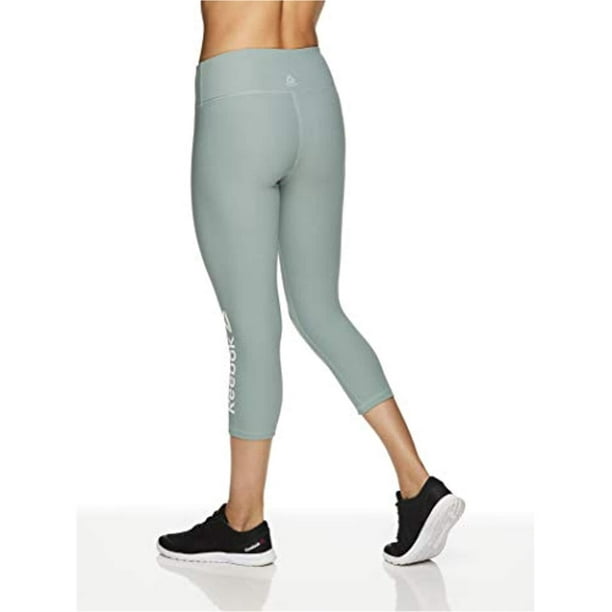 Reebok Womens Branded Capri Compression Athletic Pants, Green, X