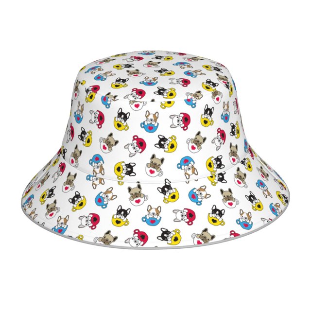 Balery French Bulldog With Coffee Cup Sombreros para el sol para hombre y mujer, sombrero de pescador con UPF 50+