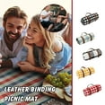thumbnail image 5 of PureCasa Thick Waterproof Picnic Outdoor Blankets, Oxford Cloth Portable Foldable Mats for Beach Camping Hiking, Grass Lawn Park Accessories, Leather Belts, Grid, 1PC, 59"x79", Black, Rectangle, 5 of 5