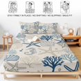 thumbnail image 5 of Twin XL Size Fitted Sheet Set - Blue Beige Coastal 2 Piece Bedding Sets 16" Deep Pocket Fitted Sheet with 1 Pillowcases, Summer Beach Starfish Coral Nautical Rustic Brushed Microfiber Bed Sheets, 5 of 9