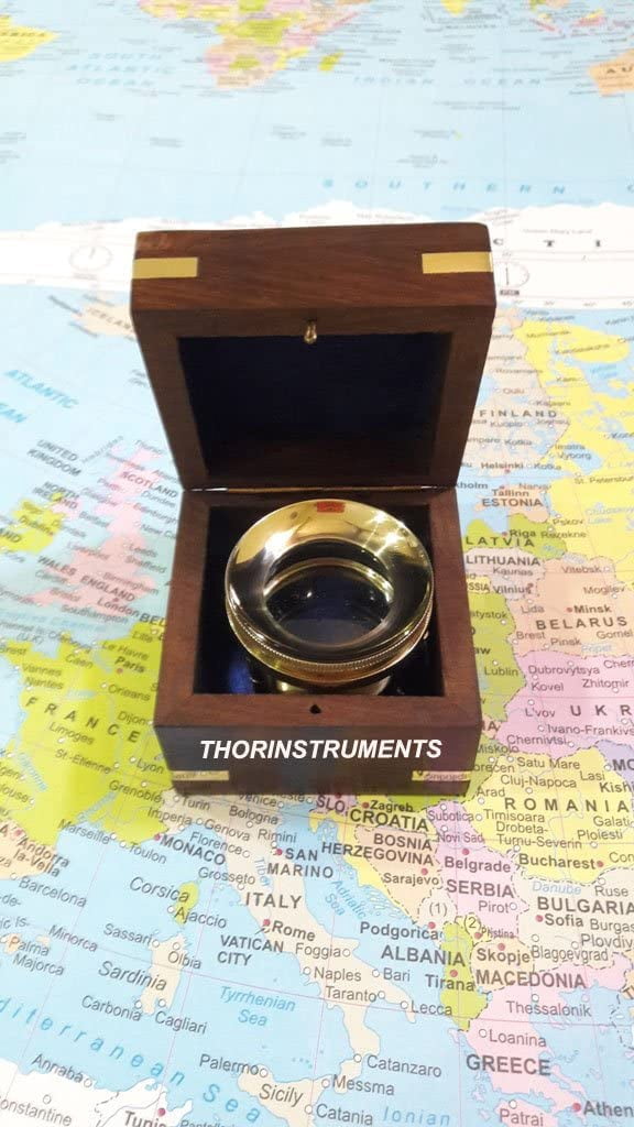Brass Chart Map Glass Magnifying Desk Lens Magnifier replica