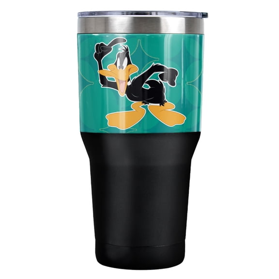 Looney Tunes Daffy Duck Mid Century Pattern Stainless Steel Tumbler 30 oz Coffee Travel Cup, Vacuum Insulated & Double Wall with Leakproof Sliding Lid