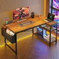 thumbnail image 6 of VibrantEcho 48 Inch L Shaped Desk with Storage Shelves & Side Bag, Gaming Desk with Power Outlets, Reversible Computer desks with X-Shaped Support for Bedroom, Home Office, Rustic Brown, 6 of 18