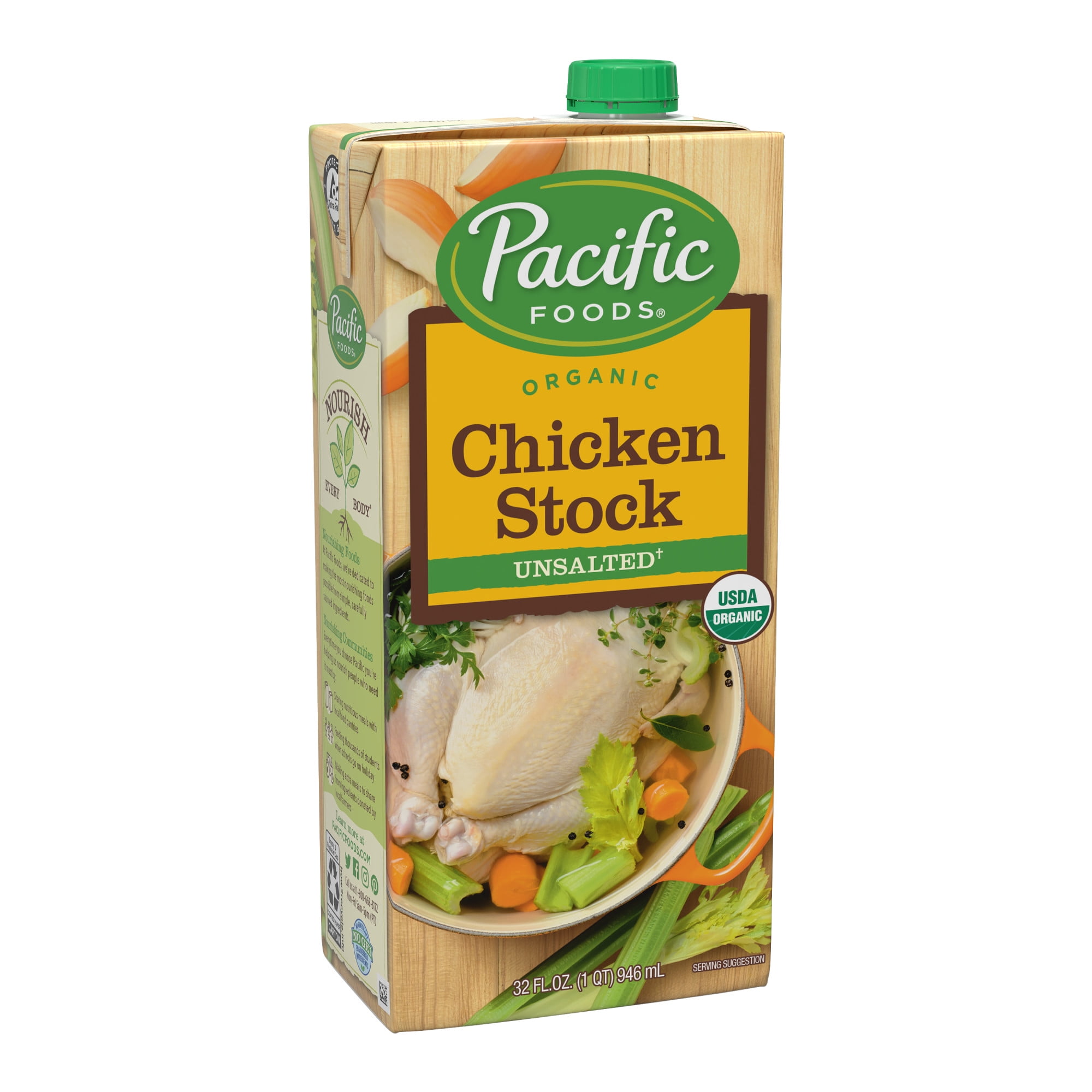 Pacific Foods Organic Chicken Stock,  Unsalted, 32oz