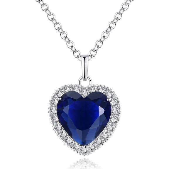 Necklace for Women, Silver Tone Forever Love Pendant Necklace with 5A Cubic Zirconia Fashion Jewelry Anniversary Valentine Birthday Gift (Blue)