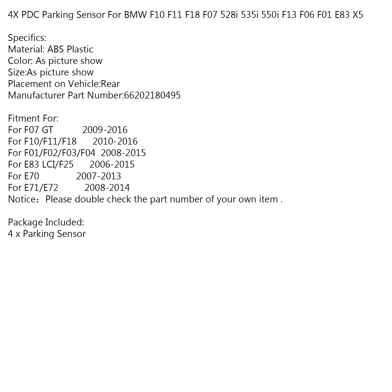Topteng PDC Parking Sensor For BMW F10 F11 F18 F07 528i 535i 550i F13 F06  F01 E83 X5