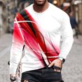 thumbnail image 4 of IROINNID Mens Pullover Shirts Long Sleeve Round Neck Pullover Line 3D Printed T-Shirt Blouse,Hot Pink, 4 of 7