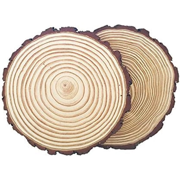 Natural Pine Wood Slabs Untreated 7-8 inches Diameter x 4/5" Thick Solid Wood Slices for Weddings, Table Centerpieces, DIY Projects or Decoration-2Pcs