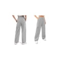thumbnail image 2 of Females Sweatpants Fall Baggy Wide Leg Sweatpant Fleece Lined Straight Leg Sweat Pants Light Grey XXL, 2 of 6