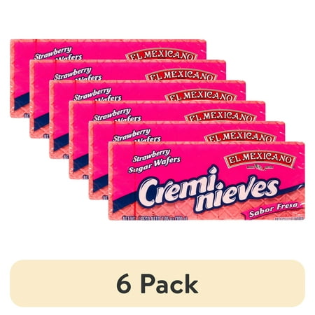 (6 pack) El Mexicano Creminieves Strawberry Sugar Wafers, Galletas Fresa, 7.5 oz