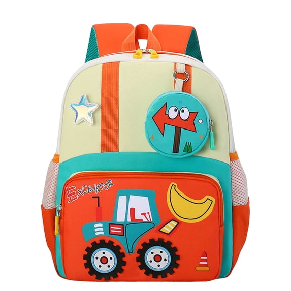 HNMKIU Kids Backpack Lightweight School Bag With Forklift Print Cute Backpack For Boys Girls Travel Outdoor Daypack ,Coffee