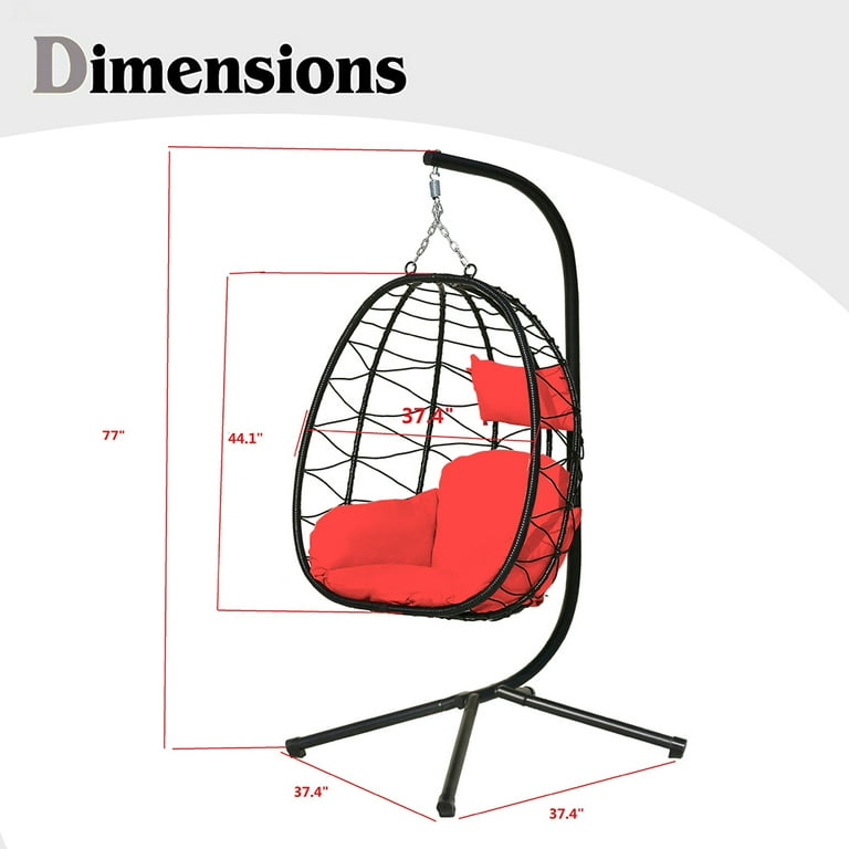 PAPROOS 2 Piece Egg Chair Hanging Egg Chair with Stand Outdoor Indoor Use Patio Wicker Swing Basket Chair for Kids Adults Holds 300lbs Modern