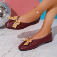 thumbnail image 3 of Yungyresw Ballet Flats For Women Polka Dot Bow Square Toe Slip On Shoes Low Top Casual Comfortable Work Office Dress Shoes Wine 43, 3 of 9