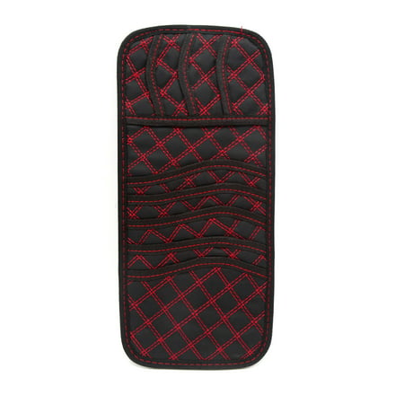 Red Wire Weave Design Faux Leather Car Interior Sun Visor CD Holder