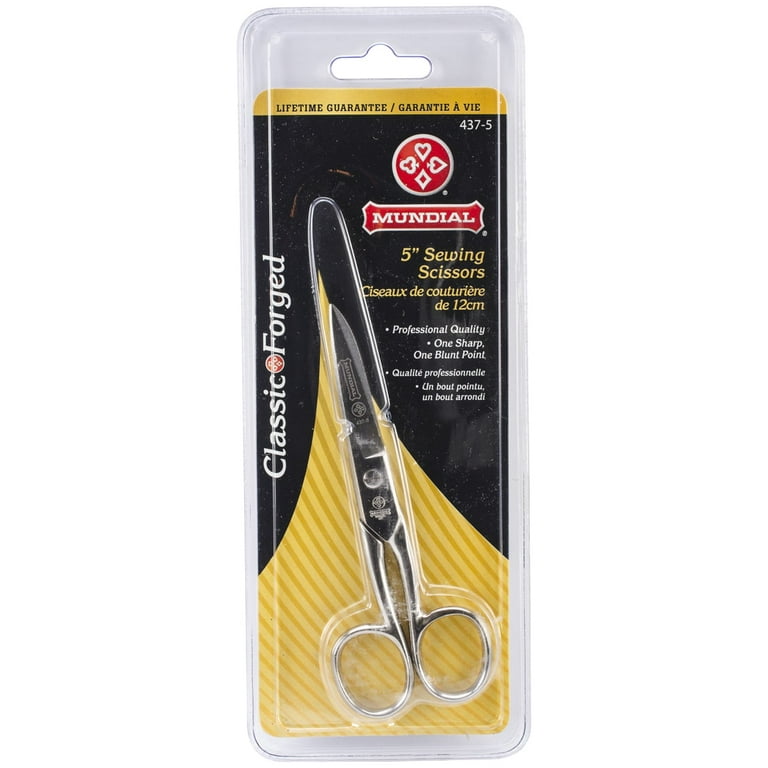 Mundial 437-5 - Classic forged, sewing scissors / household scissors, 5  (12 cm), knife edge, full nickel-plated