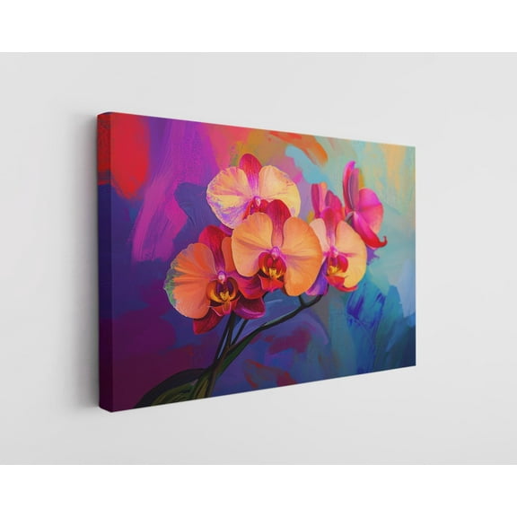 Vibrant Rainbow Orchids Canvas Print - Colorful Floral Artwork - High-Quality Tropical Wall Art - Handcrafted Botanical Home Decor