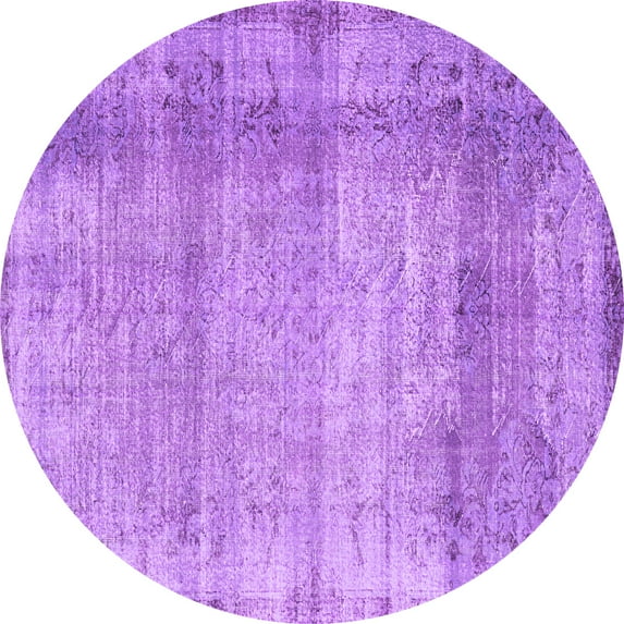 Ahgly Company Indoor Round Abstract Purple Contemporary Area Rugs, 5' Round