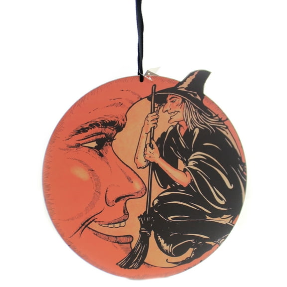 Halloween Witch Moon Wall Decor Wood Broom Spooky 95400