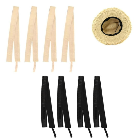 Trianu 8Pcs Hat Size Reducer, Adjustable Hat Sweat Liner, Hat Reducer Inserts Tape, Hat Size Tape, Tape Bands for Hats Caps Sewing Crafts(Beige & Black)