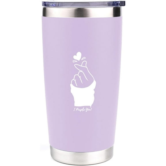 KPOP Insulated Tumbler- 20 oz Stainless Steel Cup with Lid for Coffee, Juice, Water, & Wine- Wine Tumbler Gift for KPOP Fans (Purple)