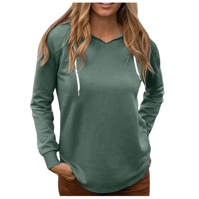 EHQJNJ Sweatshirts pour Femmes Tendance Graphique Vintage Grande Taille Col en V à Capuche Manches Longues Mode Décontractée Blouse Marron Col Rond Sweatshirts Graphiques pour Femmes Tendance Automne