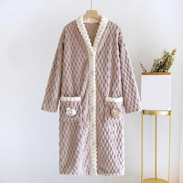 Gibobby Batas de mujeres Camison de franela para mujer con mangas largas ropa de dormir de otono invierno de franela acogedora para mujer Morado XL Walmart en linea