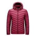 thumbnail image 1 of RKSTN Puffer Jacket Men Winter Warm Cotton Padded Hooded Down Jacket Patchwork Slim Windproof Full Zipper Winter Jacket with Pockets, 1 of 3