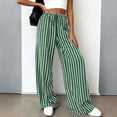 thumbnail image 6 of Bbyeadc Palazzo Pants for Women Drawstring Striped Loose Wide Leg Trousers Casual Pants Comfy Lounge Pants with Pockets,Green (S), 6 of 6