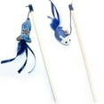 thumbnail image 1 of 2PCS Cat Fish Wand Mouse Shape Cute Interactive Wood Kitten Wand Toy Cat Teaser, 1 of 10