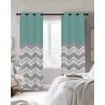 thumbnail image 3 of Fsddascl Grey Chevron Blackout Curtains for Bedroom/Living Room, Thermal Insulated Kitchen Curtains, Geometric Turquoise Print Wavy Striped White Grommet Darkening Window Treatment Drapes 52"x54"x2, 3 of 8