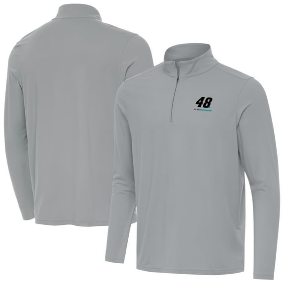 Men's-Antigua  Gray Alex Bowman Intent Quarter-Zip Top