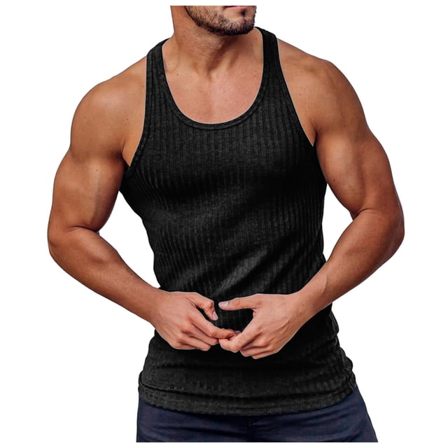 Ramiter Débardeur Stringer Homme Grande Taille Sans Manches - Coton T-Shirts Muscle Homme Noir,4TG