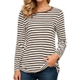 thumbnail image 2 of Women Oversized T Shirts Y2K Basic Long Sleeve Striped Print Fashion Tops 2026 Spring Summer Casual Tee, 2 of 5