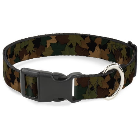Buckle-Down Pet Collar Dog Collar Plastic Buckle Leaf Camo Browns Greens Black 7 to 8.5 Inches 0.5 Inch Wide
