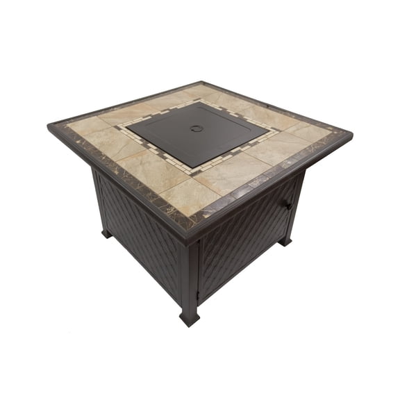 Modern Square Fire Pit - Outdoor Patio Heater, Propane Fire Table, Stylish Garden Fireplace for Entertaining