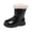 Black, variant on Girls Knee High Boots Leather Snow Bootie Girls Soft Faux Fur Lining Winter Boots with Side Zipper Kids Tall Riding Mid Calf Boots for Little Kid Big Kid