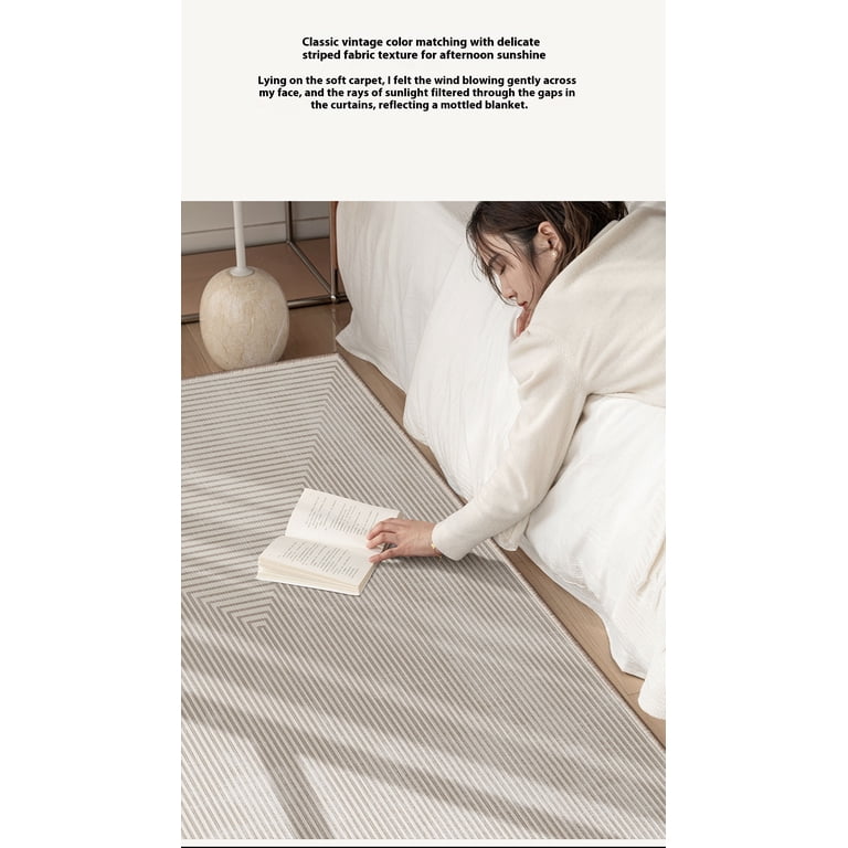 Beige 24x48 inches Bedside Rug, Non-Slip and Dirty Resistant Non