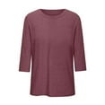 thumbnail image 3 of TYGHBN 17/5000 Women's Fashion Casual Solid Color Round Neck Point Sleeve Top T Shirt Neck Women Summer Sports Women Women Casual Shirts Workout Tops for Women Loose Fit Spandex Women Long Sleeve, 3 of 3