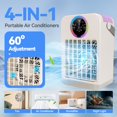 thumbnail image 2 of Aires acondicionados portátiles 4 en 1, humidificador enfriador de aire de CA evaporativo de 700 ml con 3 velocidades, luz de 7 colores y temporizador de 2 ~ 8 h, mini acondicionador personal, ventila, 2 of 5