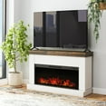 thumbnail image 2 of Mateo Wide Mantel with Linear Electric Fireplace and Remote for TVs up to 65", Ivory Oak/Rustic, 2 of 9